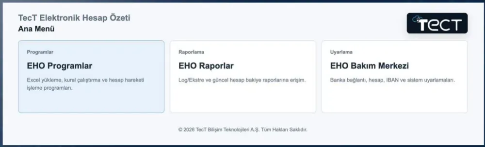 TecT Elektronik Hesap Özeti · SAP BTP web arayüzü